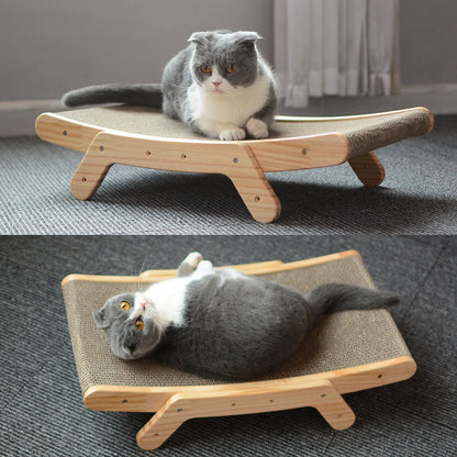 3-in-1 Wooden Scratcher & Bed for Cats