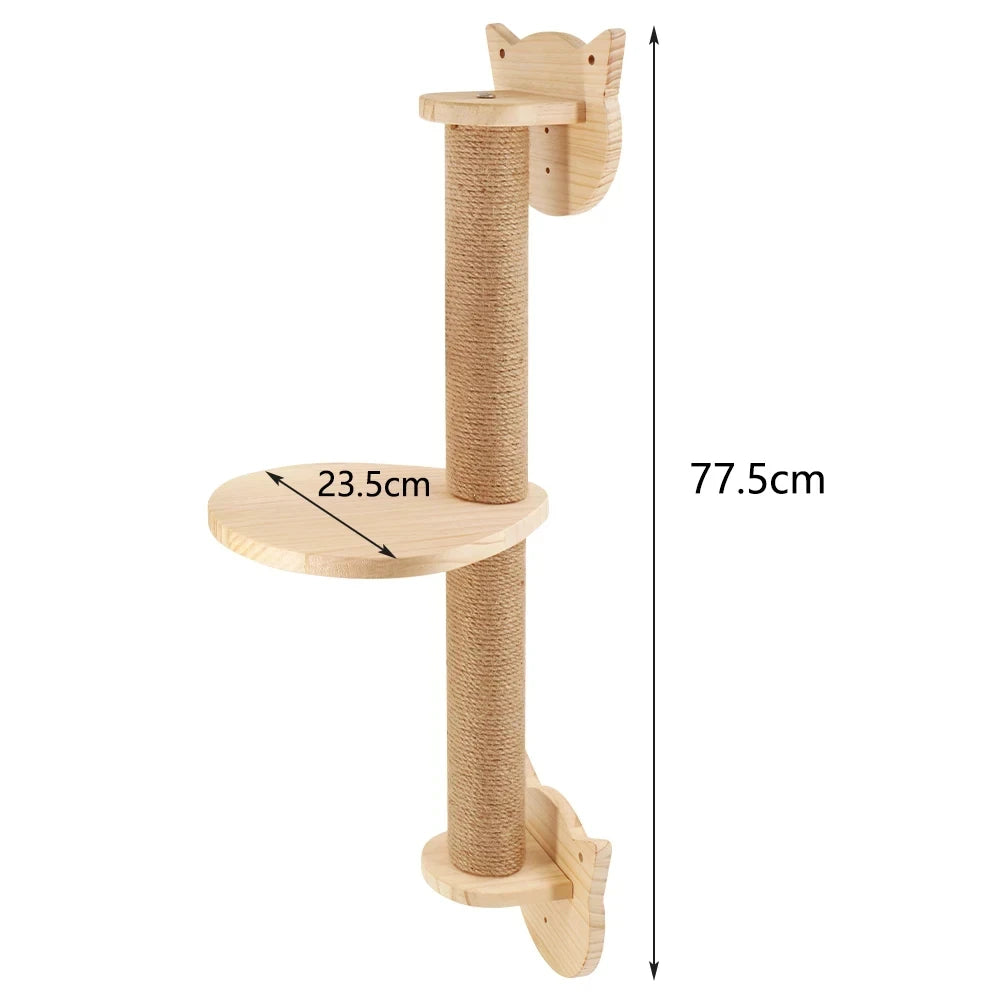 Wall-Mounted Cat Climbing Rope & Wooden Pedals