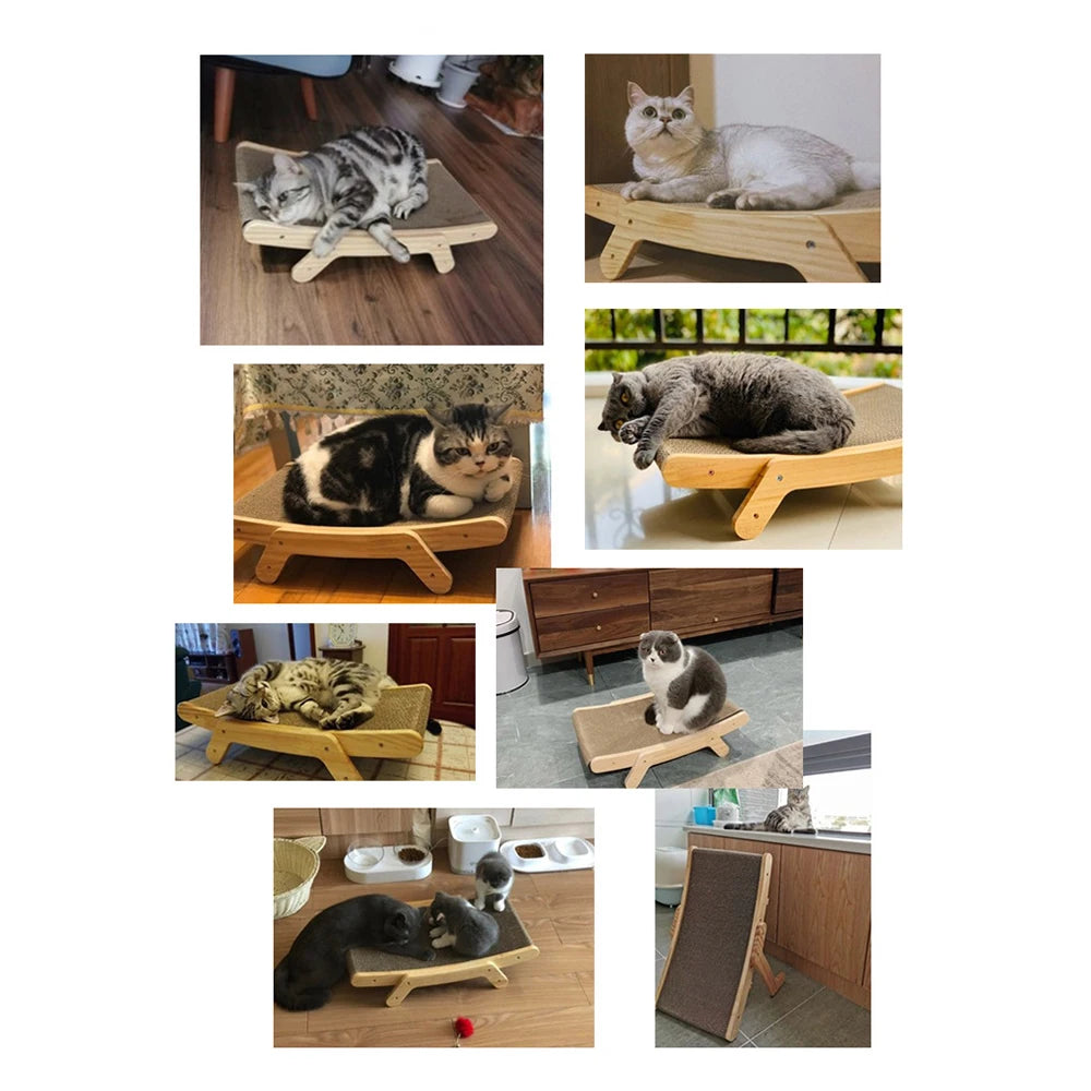 3-in-1 Wooden Scratcher & Bed for Cats