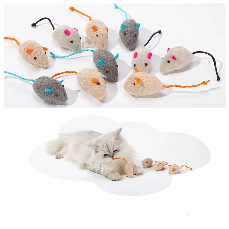 5 Pieces Plush Rattle Mouse Toy For Cats