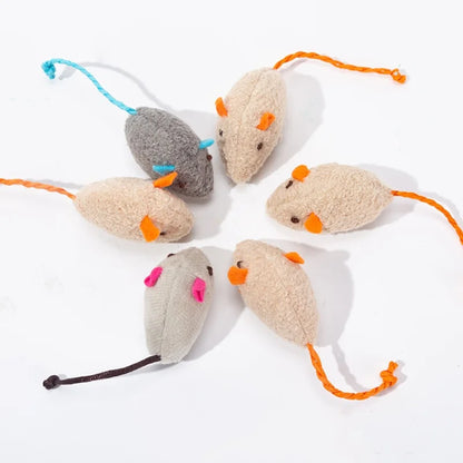 5 Pieces Plush Rattle Mouse Toy For Cats