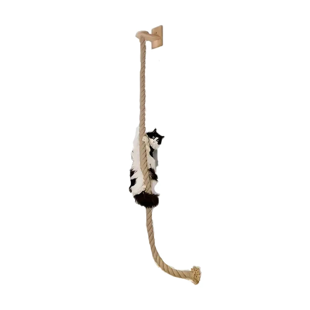 Wall-Mounted Cat Climbing Rope & Wooden Pedals