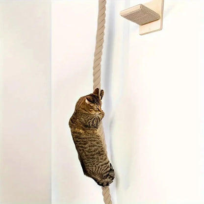 Wall-Mounted Cat Climbing Rope & Wooden Pedals